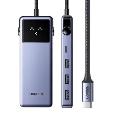 Imagem de Adaptador usb tipo c 7 em 1 hdmi 4k usb-c 3 usb-a rj45 gigabit usb-c p