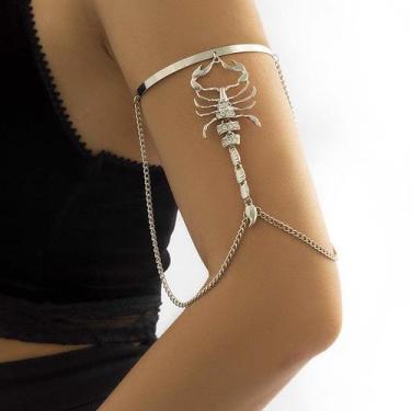 Imagem de Pulseira Bracelete de Braço Prateada Noiva Festas Luxo - - anjo da mam