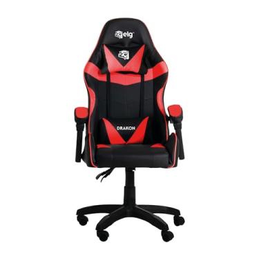 Imagem de ELG, CH31BKRD, Cadeira Gamer Drakon c/Apoio Dorsal e Cervical, Encosto Reclinável, Apoi...