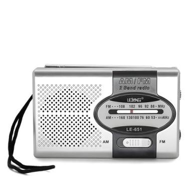Imagem de Mini Rádio Portátil AM FM Com Fone De Ouvido Lelong LE-651 Cor:Prata, 