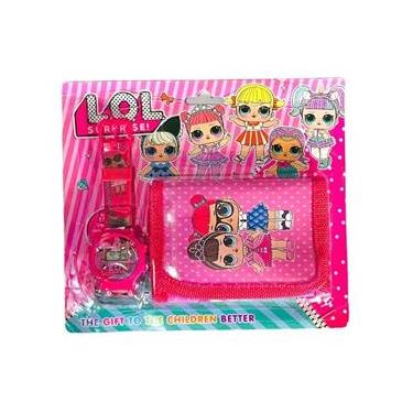 Imagem de Kit Relógio Infantil Lolô Super Top Acompanha Carteira Rosa Pink