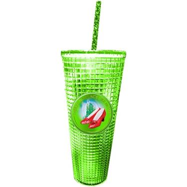 Imagem de Spoontiques Copo de diamante Mágico de Oz - Copo texturizado com canudo - Isolamento de parede dupla e livre de BPA - 590 ml - Chinelos de rubi