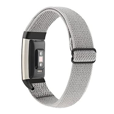 Imagem de YONWORTH Pulseira de relógio elástica ajustável compatível com Fitbit Charge 2, pulseira elástica de nylon para pulseira esportiva de substituição para mulheres e homens (cinza escuro)