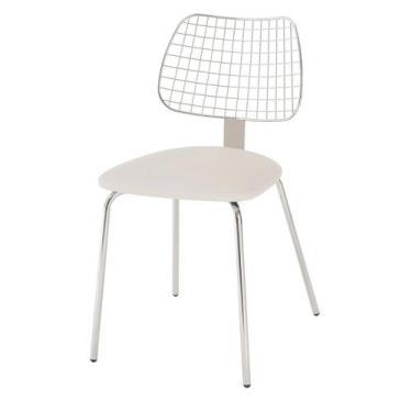 Imagem de Cadeira Steel Chair Assento Dunas Branco Com Pes Cromados - 46692 - Su
