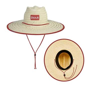 Imagem de Chapéu de Palha Nacional Viés Red Masculino Feminino Surf de Praia Saida Sol Verão Moda Piscina Unissex Aba Larga na Moda Redondo Palha Natural de Folha de Carnaúba na Moda Proteção Solar UV