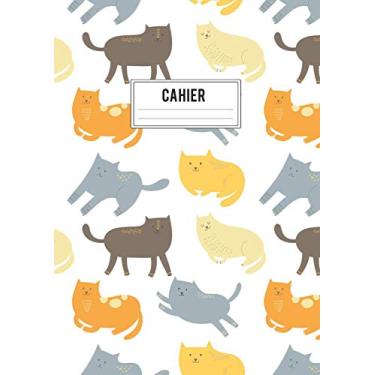 Imagem de Cahier: pour la rentrée à grands carreaux Format A4 - Seyès - 8 mm - 120 pages / 60 feuilles - Motif Chats - Animaux - Pour Enfants