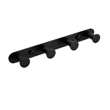 Imagem de KIZQYN Ganchos de casaco 304 aço inoxidável gancho de casaco banheiro toalheiro de banheiro gancho quarto sala de estar gancho de casaco montado na parede rack de casaco (cor: cinza, tamanho: 4 ganchos)