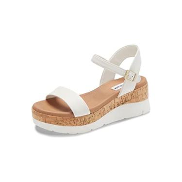 Imagem de Steve Madden Sandália feminina Kimmie Wedge, Couro branco, 40