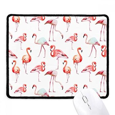 Imagem de Mousepad com estampa de flamingo, rosa, branco, borda costurada, tapete de borracha para jogos