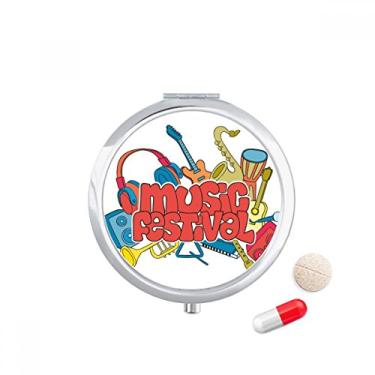 Imagem de Estojo de comprimidos com estampa de festival de música de violão, caixa de armazenamento de medicamentos, dispensador de recipiente