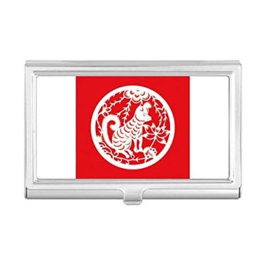 Imagem de Porta-cartões de visita com arte do zodíaco chinês, corte de papel, caixa de bolso