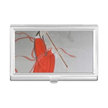 Imagem de Porta-cartões de visita com pintura chinesa vermelha da flauta