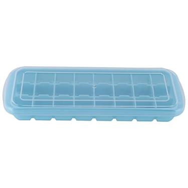 Imagem de Bandeja de gelo, cubos de gelo seguros para economizar espaço com tampas de plástico para moldes DIY moldes de bolo de comida (azul)