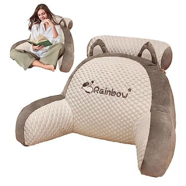 Imagem de leitura cama - Almofadas Encosto com Braços - Suporte para as costas ultraconfortável, travesseiro ergonômico para leitura, jogos, assistir TV Adapero