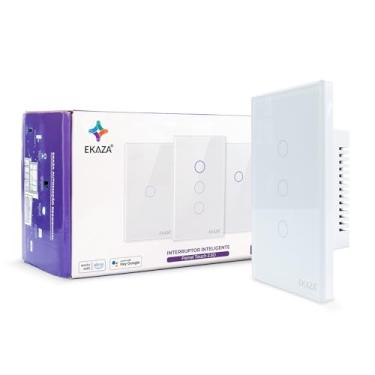 Imagem de EKAZA Interruptor Inteligente, Touch, borda 2.5 D, Wifi+BLE, 3 botões, Branco, Compativel com Google home e Alexa - EKGC-T307-3W