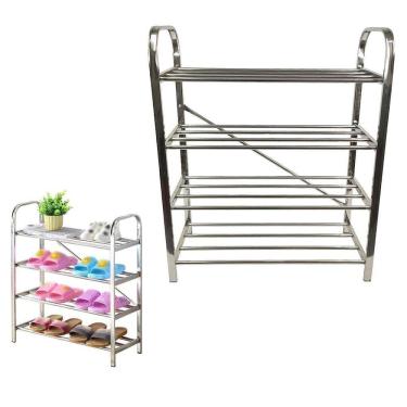 Imagem de Sapateira Prateleira Inox 4 Andares Organizador Multiuso Sapato Calçado Tenis Casa Sala Corredor