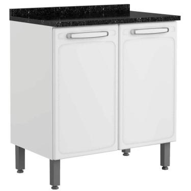 Imagem de Armário Balcão Duplo Bertolini Evidence Aço 2 portas com tampo - Branco