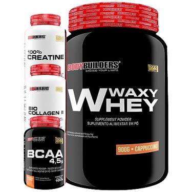 Imagem de Kit Waxy Whey Protein 900g + BCAA 4.5 100g + Creatina 100g + Bio Collagen 200g - Bodybuilders (Cappuccino)