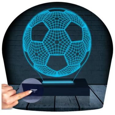 Imagem de Luminária Led Abajur  3D  Bola Futebol Time - Rb Criações