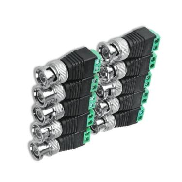 Imagem de MOOKEENONE Conector de alimentação macho 10 peças, conector de alimentação CC, conector balun macho BNC para CCTV coaxial Cat5