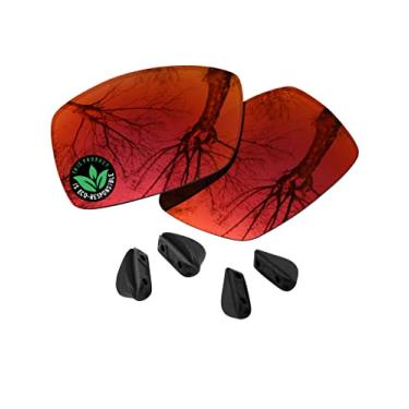 Imagem de Raydi Lentes de reposição de policarbonato e protetores de nariz para óculos de sol retangulares Oakley Straightlink OO9331 - Espelho Vermelho Fogo - Polarizado