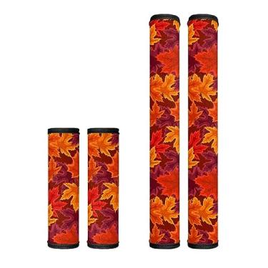 Imagem de Mintulipy Conjunto de 4 capas para maçanetas de porta de geladeira de folha de bordo de Ação de Graças para manter o aparelho limpo para geladeira, fogão, micro-ondas, lava-louças, acessórios de decoração de cozinha