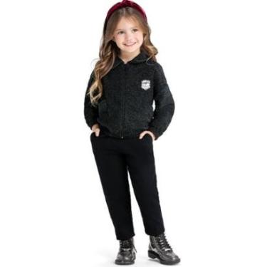 Imagem de Conjunto Infantil Menina Inverno Jaqueta Em Boucle E Calça Moletom Preto Tam 2 a 8 - Angerô-Feminino