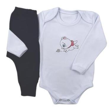 Imagem de Conjunto Body Manga Longa Bordado Gatinha 3 e Calça Suedine Mijão Culote - Roupa Bebê-Masculino