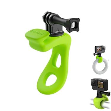 Imagem de Alça elástica flexível para câmeras de ação, suporte de alça compatível com GoPro, Action 4, Insta360 Ace Pro e Insta360 X3, suportes ajustáveis de silicone (verde)