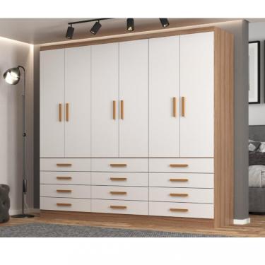 Imagem de Guarda Roupa Casal 6 Portas 12 Gavetas New Mônaco Evidencia - Branco/Demolição
