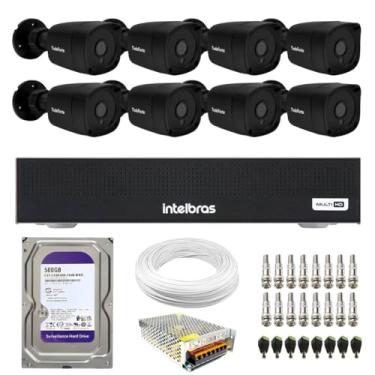 Imagem de Kit 8 Câmeras Bullet TF 2020 B Black Tudo Forte Full HD 1080p Visão Noturna 20M Proteção IP66 + DVR Intelbras MHDX 1108-C 8 Canais + HD 500GB