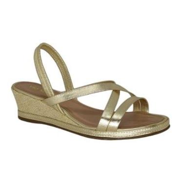 Imagem de Sandália Via Scarpa Dourada Salto Anabela-Feminino