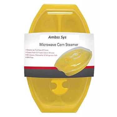 Imagem de Panela de micro-ondas de milho doce/vaporizador de milho com tampa ventilada - amarelo - livre de BPA - maneira fácil e rápida de cozinhar milho no micro-ondas - 2 peças de cada vez.