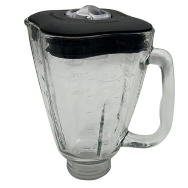Imagem de Liquidificador de vidro em forma de trevo de substituição de 5 xícaras 084036-000-000 com tampa, compatível com os modelos de liquidificador Oster® 6647, 6750, 6804, 6805, 6806, 6809, 6811, 6814,