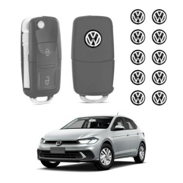 Imagem de Kit Com 10 Emblemas Adesivo 14mm Para Chave VW Volkswagen - Emblema Ch