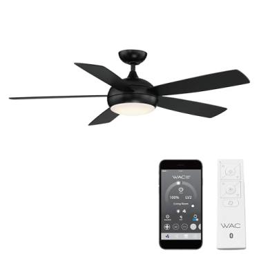 Imagem de Odyssey Ventilador de teto inteligente de 5 lâminas para ambientes internos e externos 137 cm, preto fosco com kit de luz LED 3000 K e controle remoto