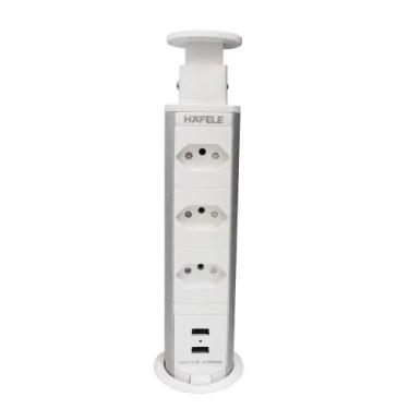 Imagem de Torre de 3 Tomadas Branco com 2 USB 20A Bivolt - Power Plug 822.91.141