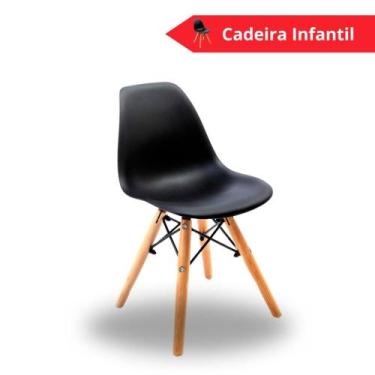 Imagem de Cadeira Eames Infantil Preta Empório Tiffany Base Em Madeira - Seatco