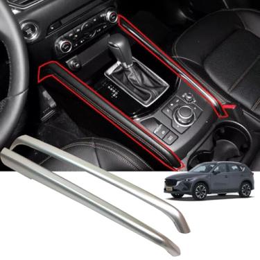 Imagem de SJBNKJYXGSLULU Painel de manípulo de mudança de marchas de carro para Mazda CX-5 CX5 2017-2024 acessórios, acabamento interno de carbono, consoles centrais, estrutura de capa de botões de botas