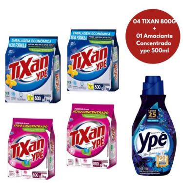Imagem de 4 Sabão em Pó Tixan 800g Sortido + 1 Amaciante Concentrado Ype 500ml -