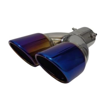 Imagem de Ponteira de Escape Duplo de Aço Inoxidável, Diâmetro de Entrada 63 mm, Saída 76 mm (Azul)