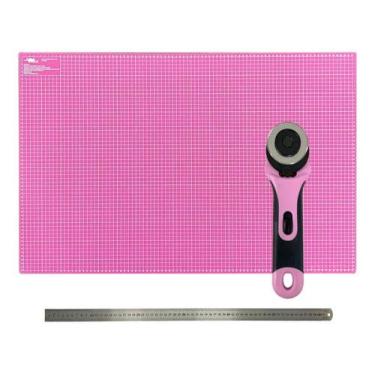 Imagem de Kit Base Placa De Corte A1 90x60cm Dupla Face Auto Regenerativa Régua 