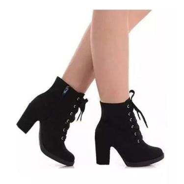 Imagem de Bota Feminina Coturno Salto Baixo Grosso Festa - Gladishoes, 35, Preto