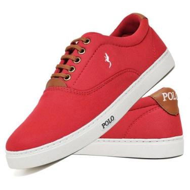 Imagem de Sapatênis Masculino Casual Confortável Lona Polo Blu, 41, Vermelho