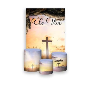 Imagem de Painel De Festa Vertical 1,50 x 2,20 + Trio De Capas Cilindro - Santa 
