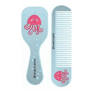 Imagem de Kit Baby Escova Cerdas Macia e Pente Zoo Mania Água Viva - MARCO BONI,