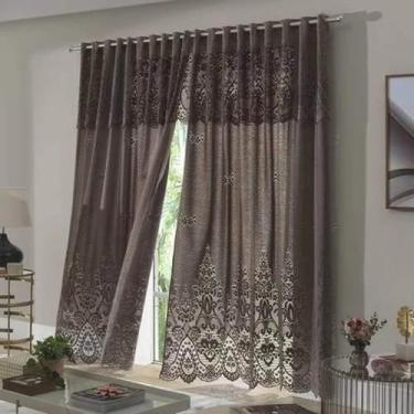 Imagem de Cortina Sala Renda 3,50 X 2,20 Alt Com Bando Ganache - Interlar
