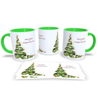Imagem de Canecas Verde de Porcelana Personalizadas Arvore de Natal - Estampa Su