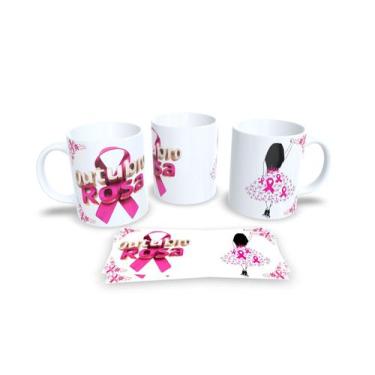 Imagem de Canecas Branca de Porcelana Personalizadas Outubro Rosa - Estampa Subl