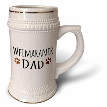 Imagem de 3dRose Caneca Weimaraner Dog Dad Raça - Estampa de pata marrom lama - amante de cachorrinho - Proud pet Owner Love Stein Mug, 510 g (STN_154001_1), 623 g, branca